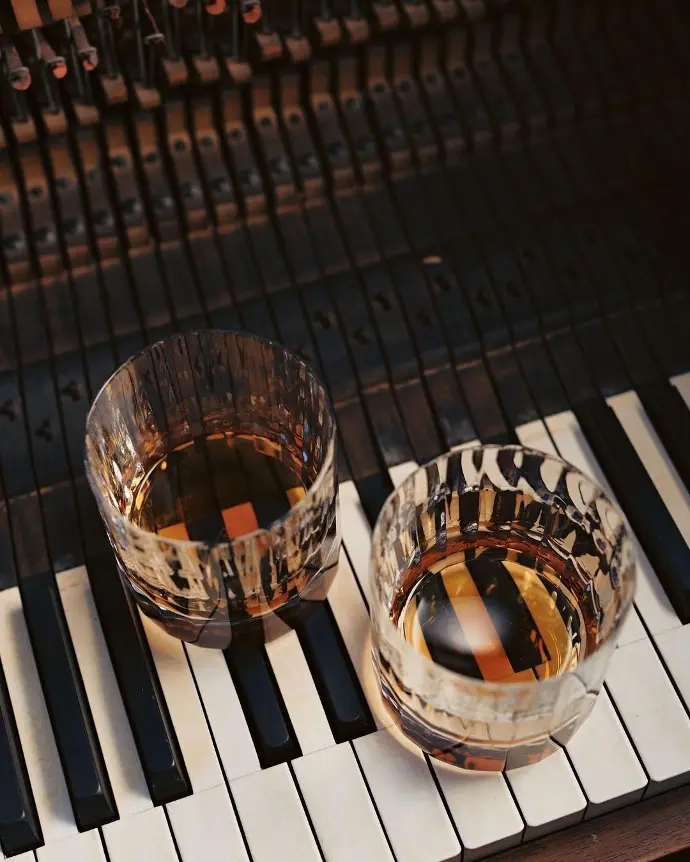 Whiskies on the piano